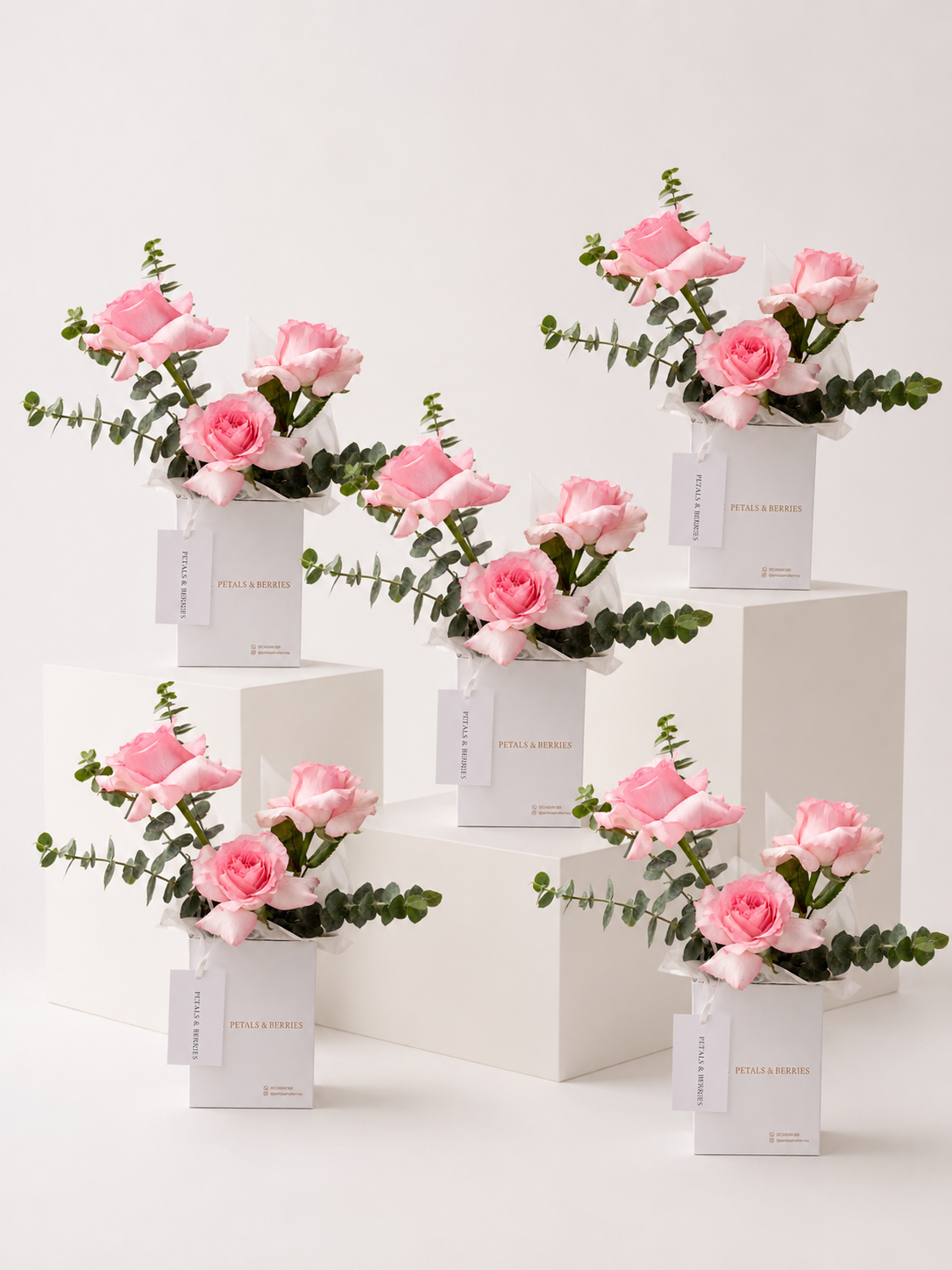 Five Pink Floral Goodie Bags