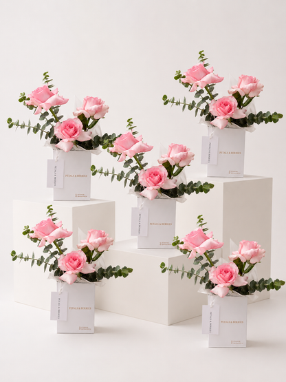 Five Pink Floral Goodie Bags